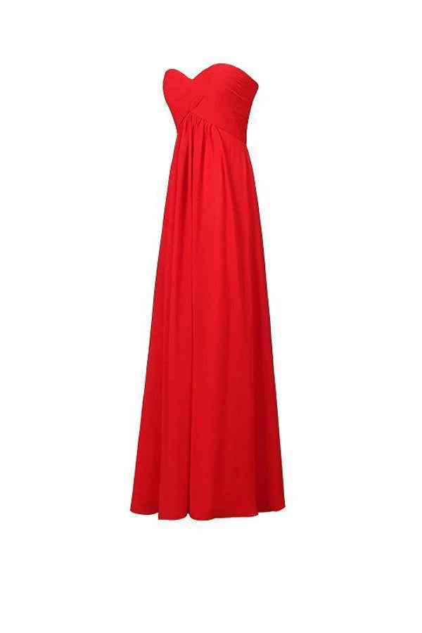 A-line Chiffon Sweetheart Bridesmaid Long Evening Gown