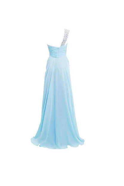 A line One Shoulder Long Bridesmaid Prom Dresses