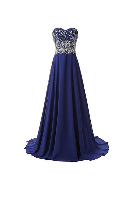 A Line Prom Dresses Chiffon Sweetheart Evening Dresses