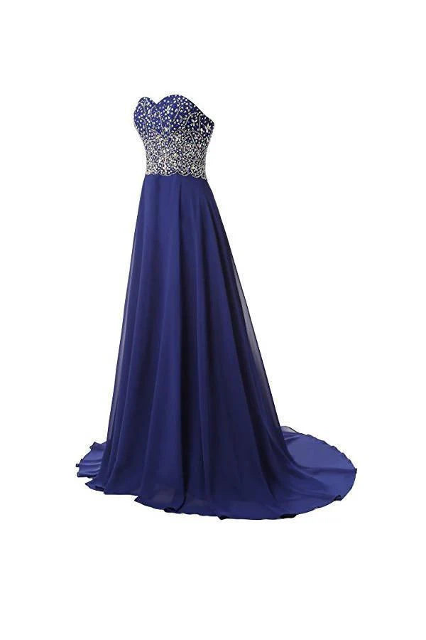 A Line Prom Dresses Chiffon Sweetheart Evening Dresses