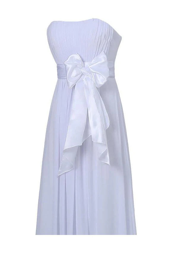 A-line Strapless Floor Length Chiffon Bridesmaid Dress with Sash