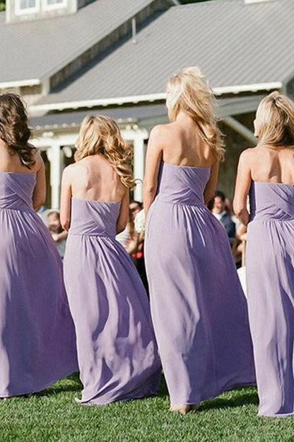 A-Line Sweetheart Backless Lavender Chiffon Bridesmaid Dress with Ruched