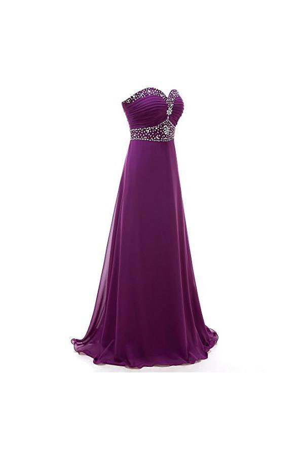 A-line Sweetheart Chiffon Long Prom Dresses Evening Dresses