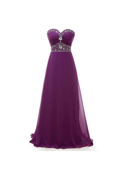 A-line Sweetheart Chiffon Long Prom Dresses Evening Dresses