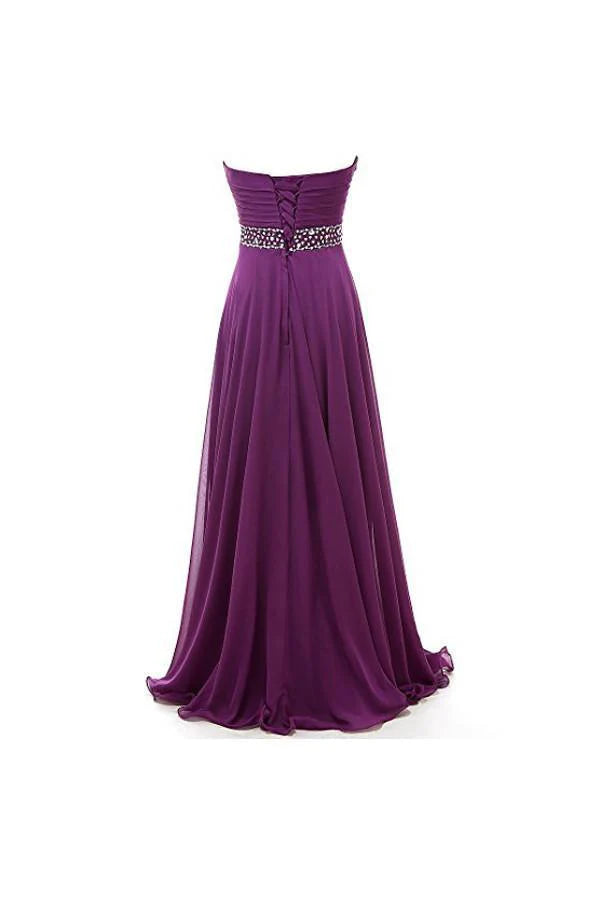 A-line Sweetheart Chiffon Long Prom Dresses Evening Dresses