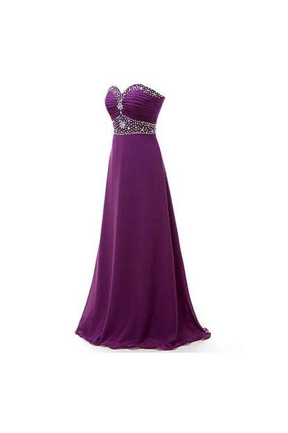 A-line Sweetheart Chiffon Long Prom Dresses Evening Dresses