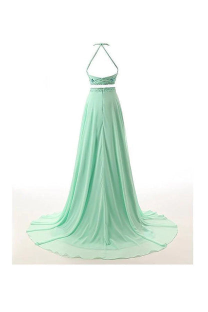 A-line Two Pieces Chiffon Prom Dresses Evening Dresses