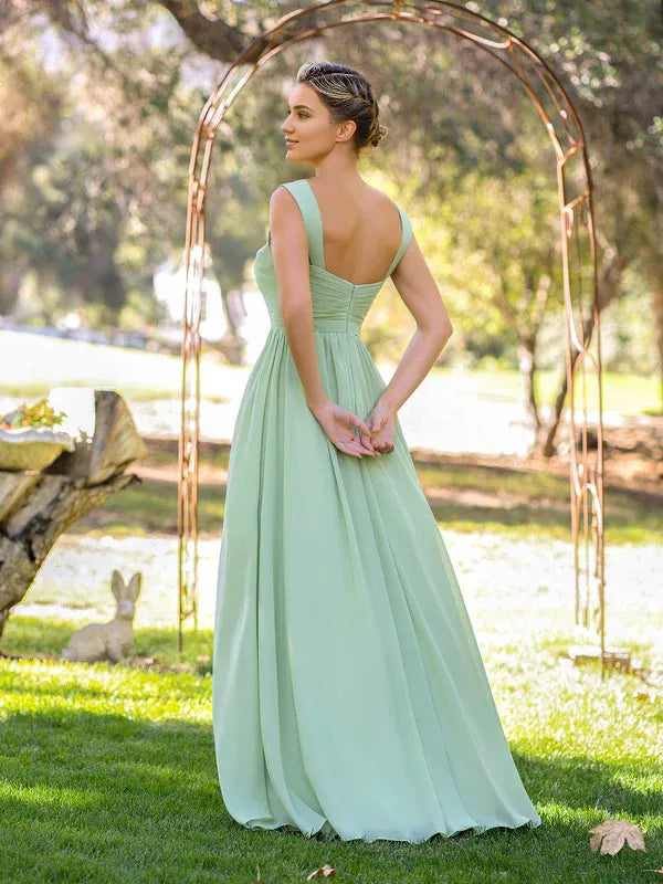 Simple Chiffon Long Prom Dresses Formal Bridesmaid Dresses With Split