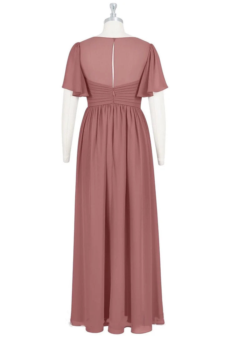 V-Neck Short Sleeve Maternity Bridesmaid Dress