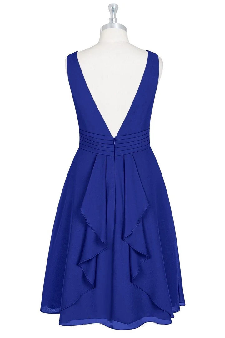 V-Neck Backless A-Line Short Bridesmaid Dress