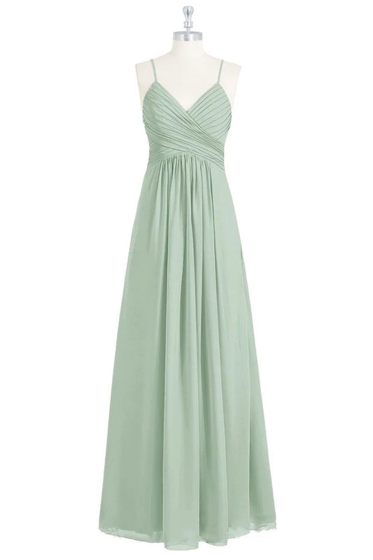 Spaghetti Straps Backless Long Bridesmaid Dress