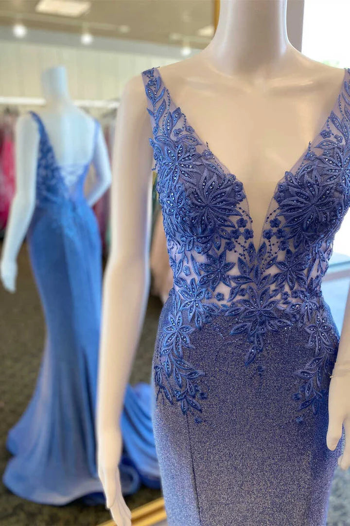 Elegant  Plunge V Mermaid Long Formal Gown