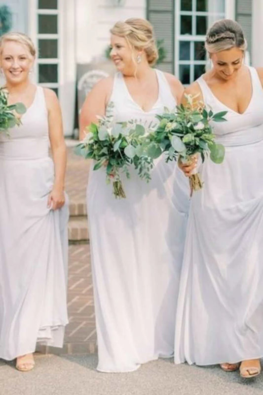 Simple  V-Neck A-Line Bridesmaid Dress