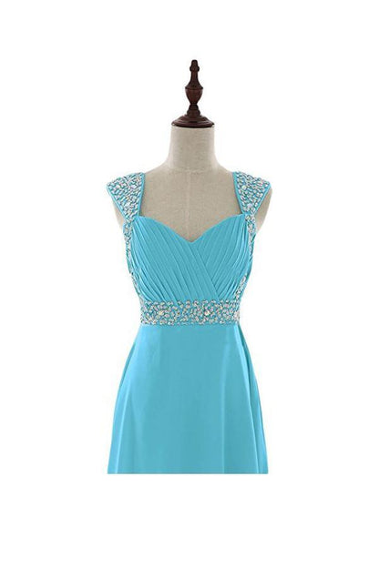 Beaded Chiffon Prom Dresses 2016 Long Bridesmaid Party Dresses