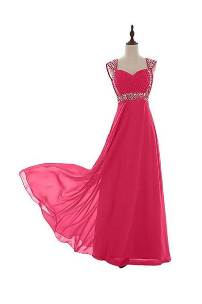 Beaded Chiffon Prom Dresses 2016 Long Bridesmaid Party Dresses