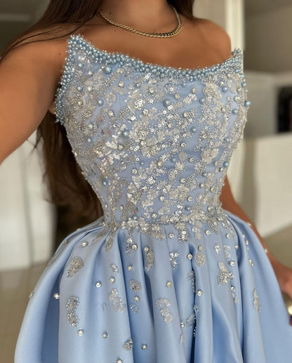 Sweep/Brush Train Evening Gown Off the shoulder Beading/Sequins Embroidery Long Prom Dress