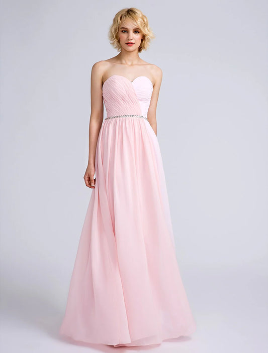 Sheath / Column Bridesmaid Dress Sweetheart Sleeveless Open Back Floor Length Chiffon with Criss Cross