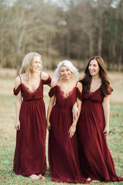 Long Chiffon Bridesmaid Dress Wedding Party Dress