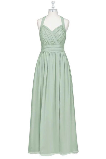 Halter A-Line Bridesmaid Dress with Slit