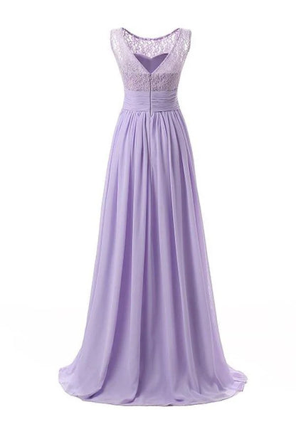 A-Line Strapless Scoop Neck Long Chiffon Bridesmaid Dresses Party Dresses