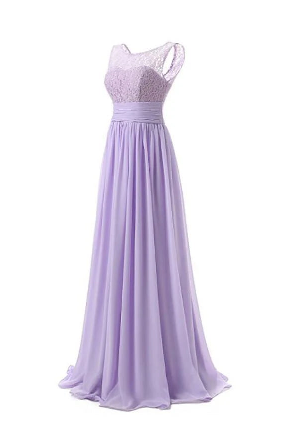 A-Line Strapless Scoop Neck Long Chiffon Bridesmaid Dresses Party Dresses