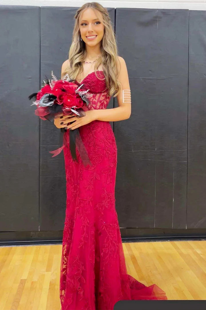 Sweetheart  Lace Mermaid Long Formal Dress