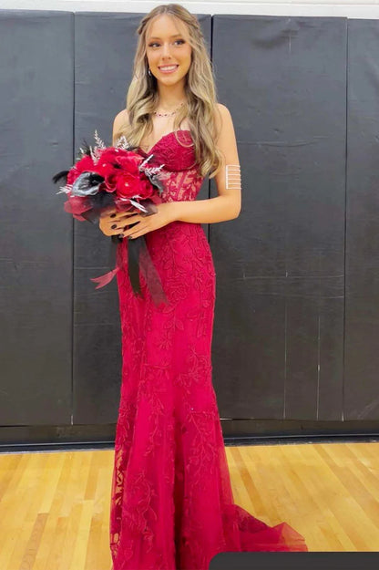 Sweetheart  Lace Mermaid Long Formal Dress