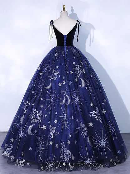 A-Line Tulle Fantastic Tianma Starry Sky Lace Long Elegant Prom Dress