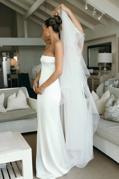 Mermaid Strapless Off-the-Shoulder Soft Satin Slim-fit Wedding Dresses
