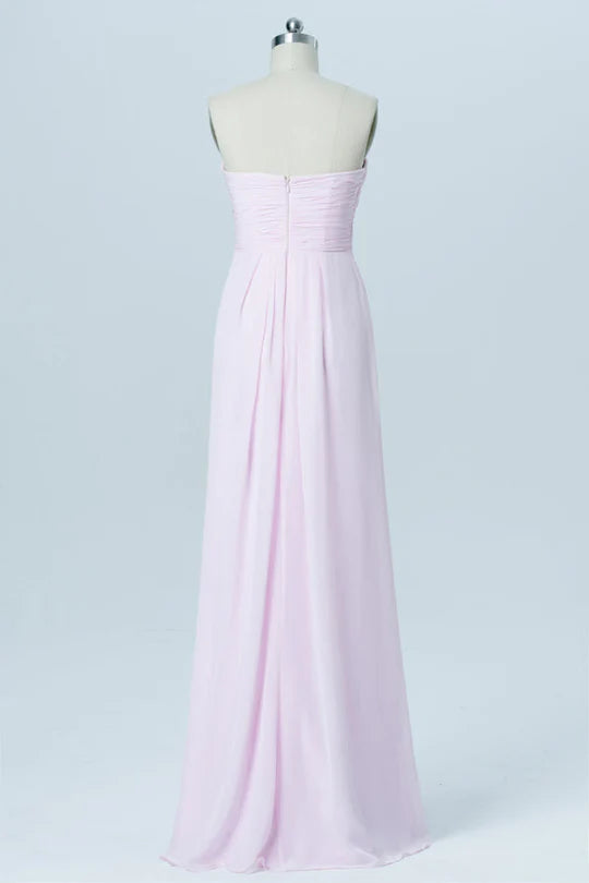 Light Pink  A-Line Off-the-Shoulder Sweetheart Twist-Front Bridesmaid Dress ﻿