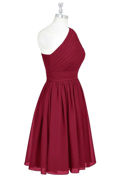 Chiffon One-Shoulder A-Line Short Bridesmaid Dress