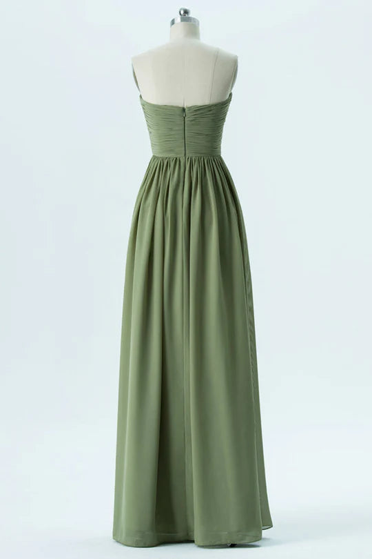 Lime Green Off-the-Shoulder Chiffon Sweetheart Pleats Bridesmaid Dress