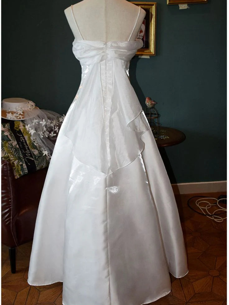 New Pattern Wedding Dress A Line Vintage Spaghetti Straps Backless Elegant Formal Dresses