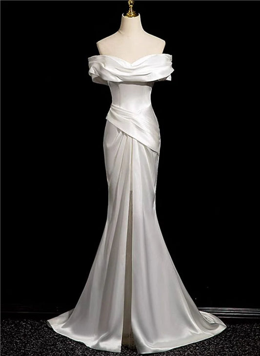 New Pattern Wedding Dress Mermaid Cultivate oneself Satin Off Shoulder Gorgeous Elegant Formal Dresses