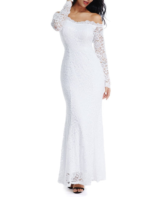 New Pattern Wedding Dress Floral Lace Long Sleeve Off Shoulder Wedding Mermaid Dress Plus Size Formal Women's Dresses