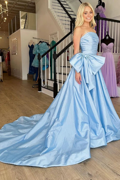 Strapless A-Line Prom Dress with Bow