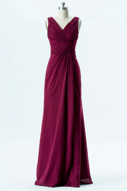 Chiffon Backless Banded Waist Bridesmaid Dress