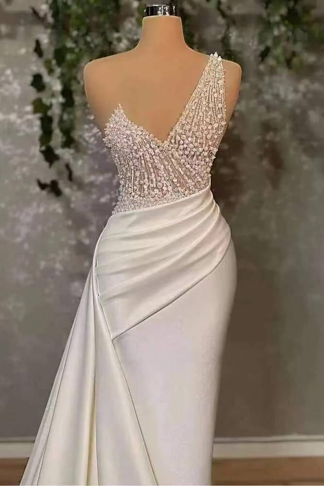 Sheath One Shoulder  Sweep/Brush Train Dresses Long Prom Dress With Sequins