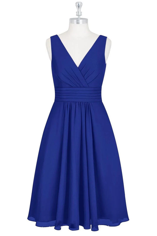 V-Neck Backless A-Line Short Bridesmaid Dress