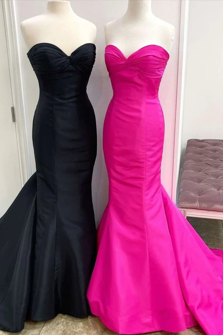 Strapless Cross Front Trumpet Long Prom Dress