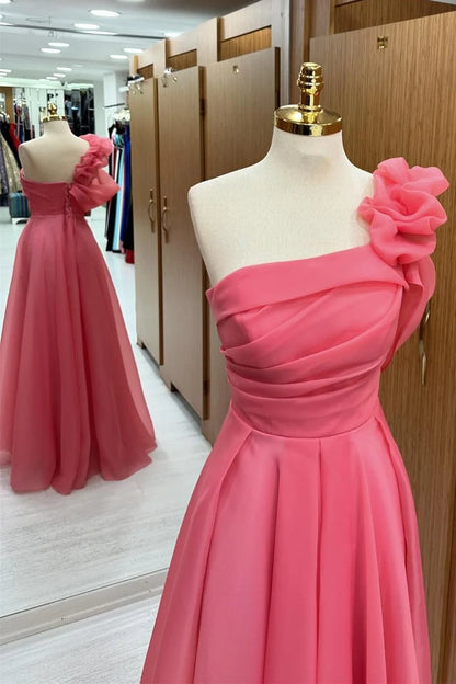 One-Shoulder Ruffle Long Prom Dress