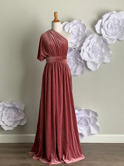 Customized version Autumn Winter Laziness Velvet dress Elegant Dignified long Wrap oneself up dress Velvet Bridesmaid Dress