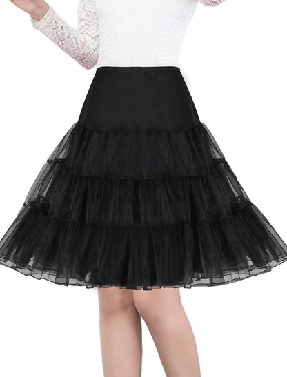 Girl Under Skirt Petticoat Hoop Skirt Half Slip Knee Length Solid Colored Petticoat