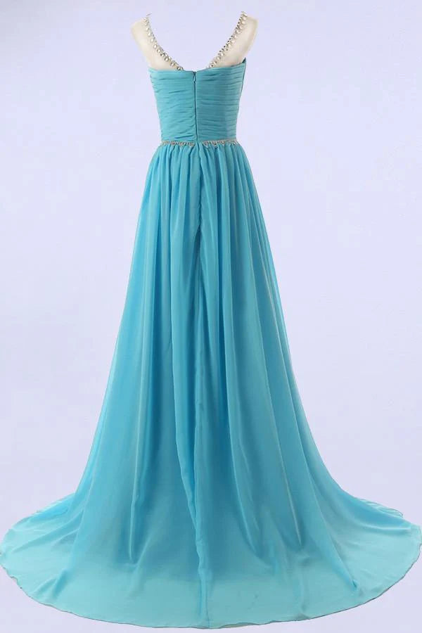 A-line Scoop Bridesmaid/Prom Dresses with Beading