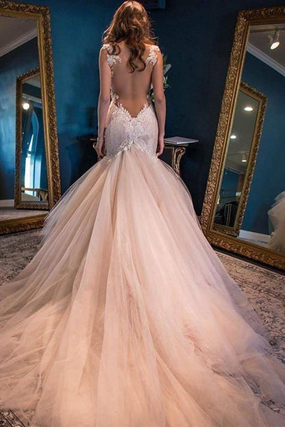 Elegant Mermaid Sweetheart Watteau Train Wedding Dresses