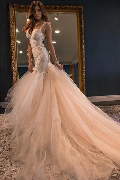 Elegant Mermaid Sweetheart Watteau Train Wedding Dresses