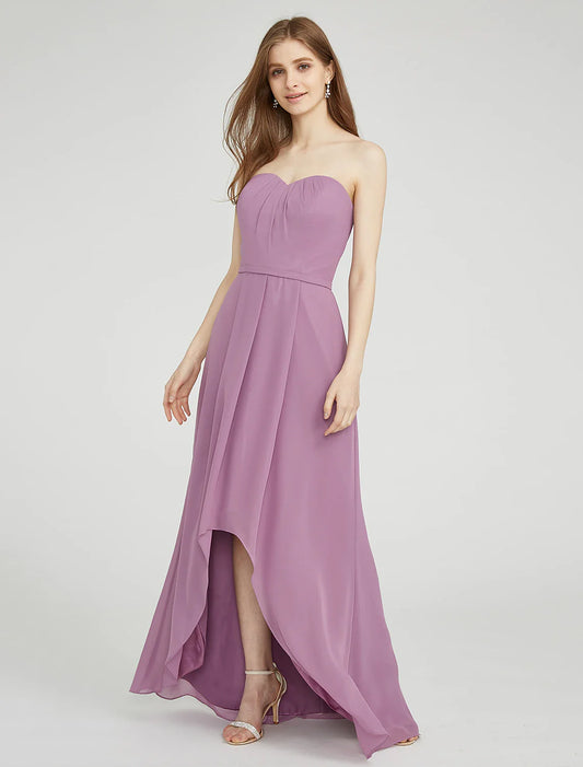 Sheath / Column Sweetheart Neckline Asymmetrical Chiffon Bridesmaid Dress