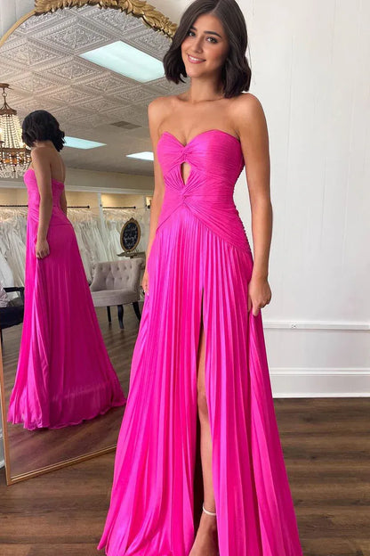 Cute Mermaid Sweetheart Off-the-Shoulder Pink Chiffon Split Fork Long Prom Dress