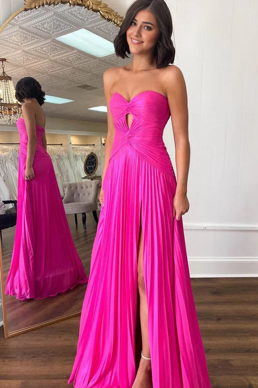 Cute Mermaid Sweetheart Off-the-Shoulder Pink Chiffon Split Fork Long Prom Dress
