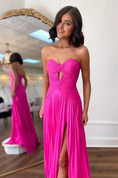 Cute Mermaid Sweetheart Off-the-Shoulder Pink Chiffon Split Fork Long Prom Dress